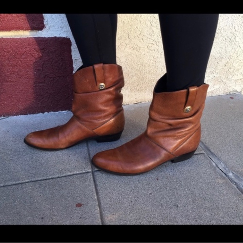 Dingo Brown Leather Slouch Vintage Western Booties SZ 7 CottageCore GrannyCore